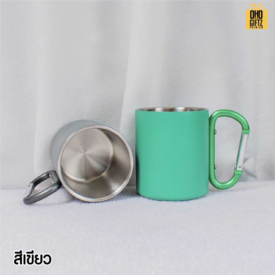 ถ้วยกาแฟสแตนเลส แคมป์ปิ้ง สกรีนโลโก้ ทำเป็นของพรีเมี่ยมได้