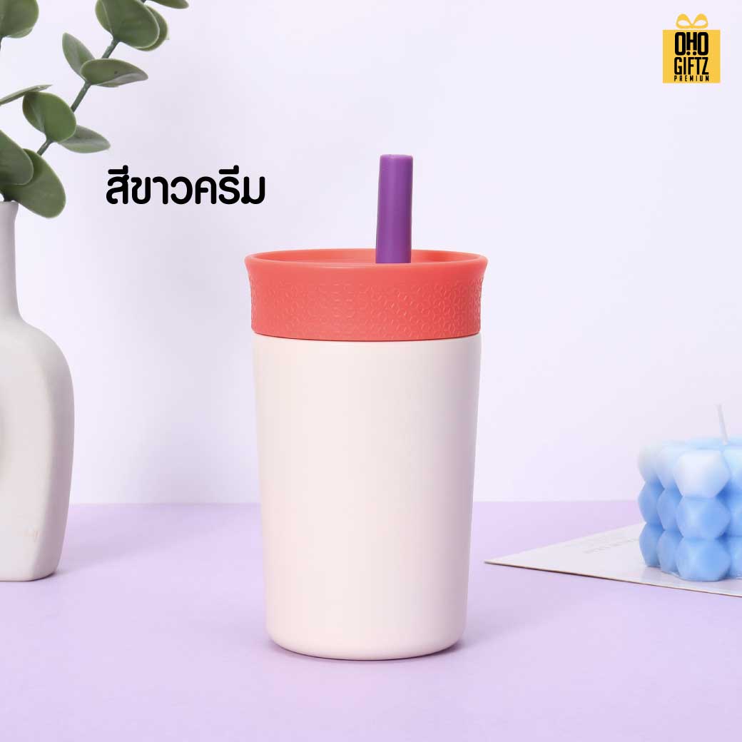 แก้วน้ำสแตนเลสสีสดใส สกรีนโลโก้ ทำเป็นของพรีเมี่ยมได้