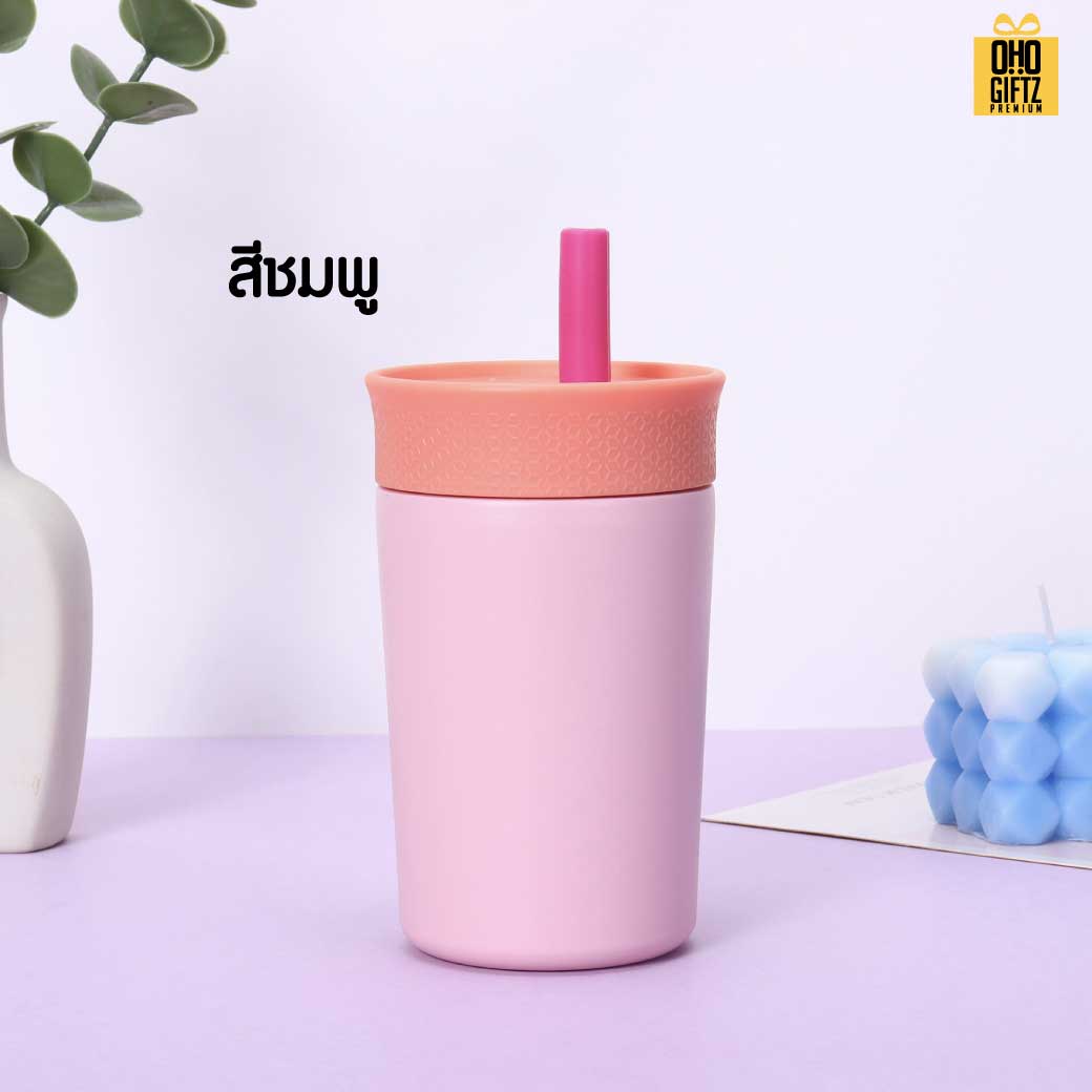 แก้วน้ำสแตนเลสสีสดใส สกรีนโลโก้ ทำเป็นของพรีเมี่ยมได้