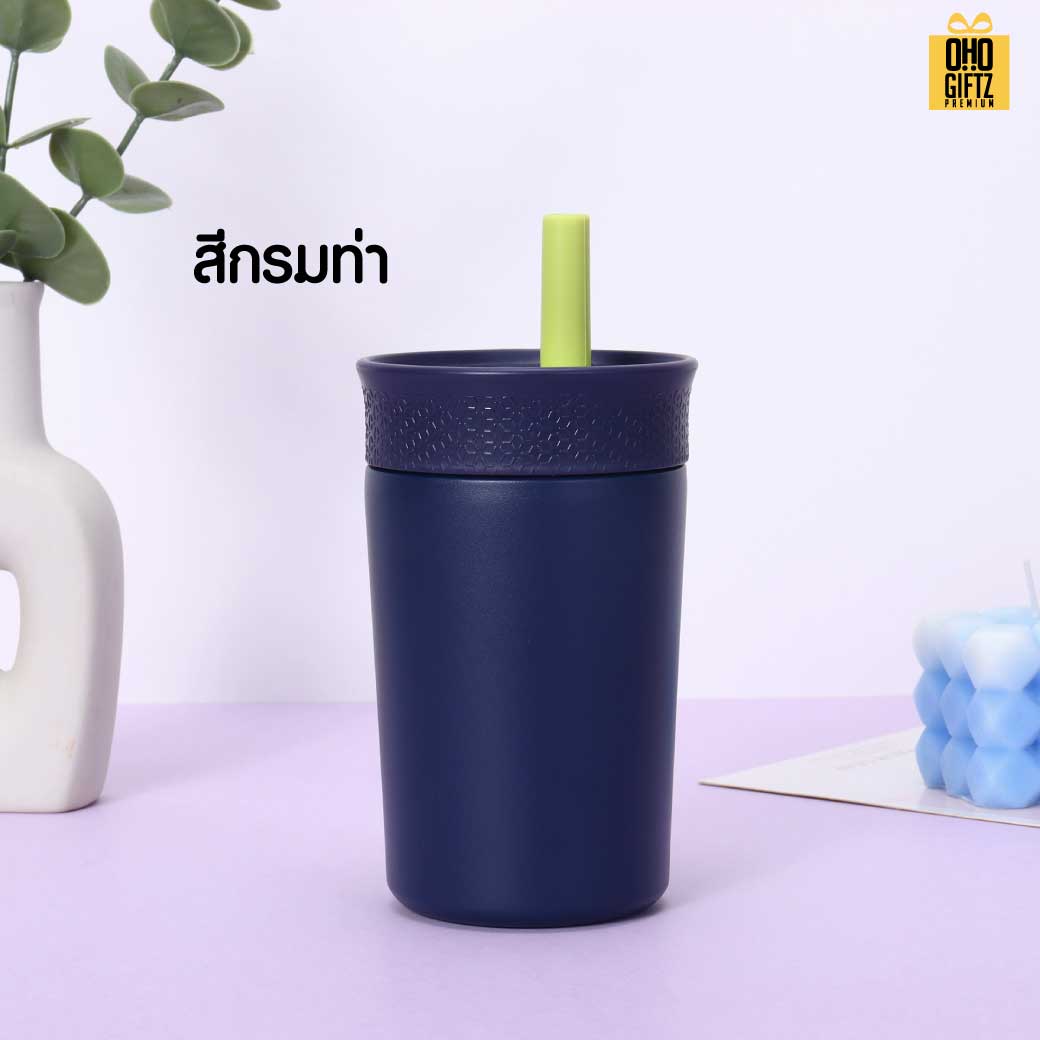 แก้วน้ำสแตนเลสสีสดใส สกรีนโลโก้ ทำเป็นของพรีเมี่ยมได้