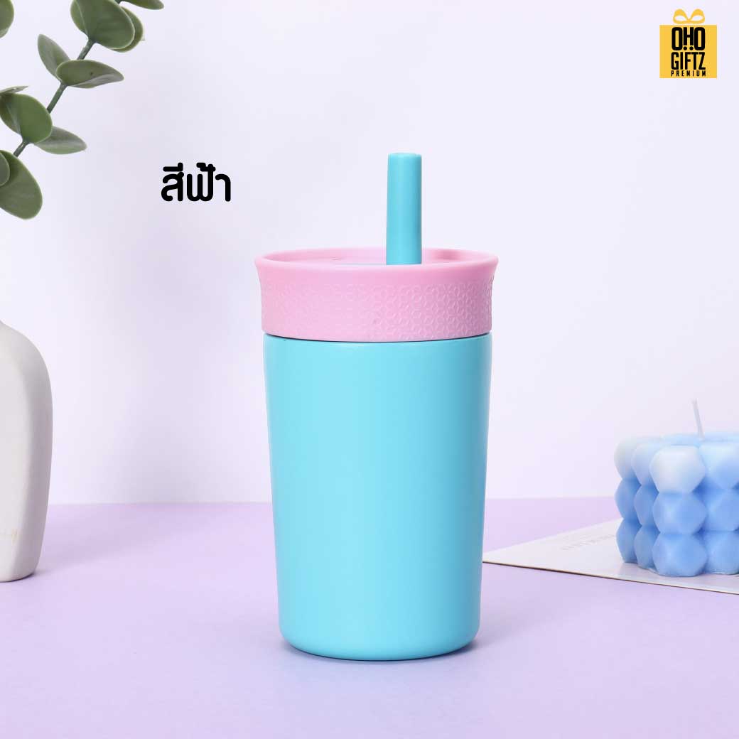แก้วน้ำสแตนเลสสีสดใส สกรีนโลโก้ ทำเป็นของพรีเมี่ยมได้