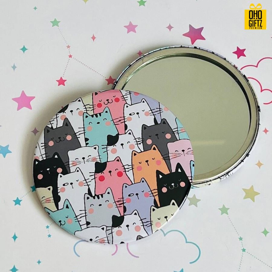 กระจกโลหะ 58 mm. สกรีนโลโก้ ทำเป็นของพรีเมี่ยม ของที่ระลึก ของชำร่วย