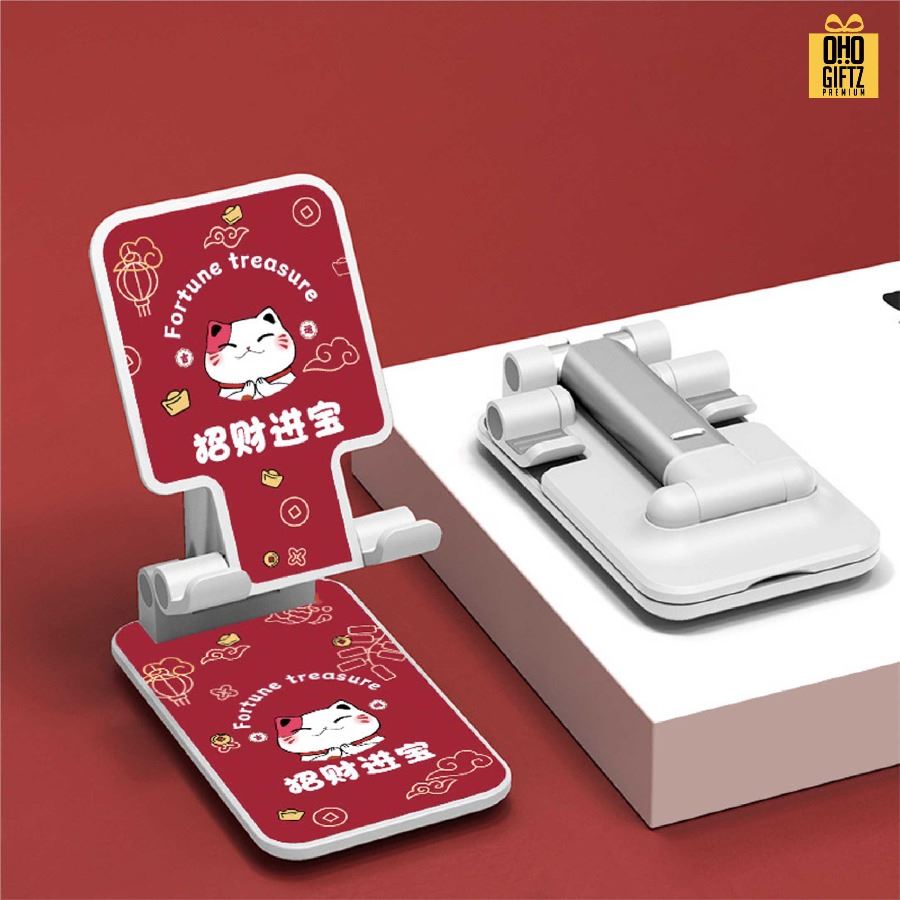 ที่วางมือถือตั้งโต๊ะแบบพับได้ พิมพ์ภาพไม่จำกัดสี สกรีนโลโก้ ทำเป็นของพรีเมี่ยมได้