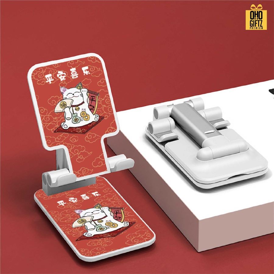 ที่วางมือถือตั้งโต๊ะแบบพับได้ พิมพ์ภาพไม่จำกัดสี สกรีนโลโก้ ทำเป็นของพรีเมี่ยมได้