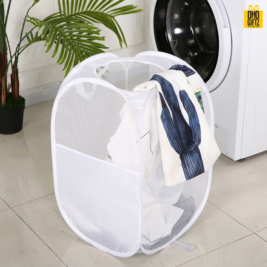 ตะกร้าผ้าตาข่าย กรีนโลโก้ ทำเป็นของพรีเมี่ยม 