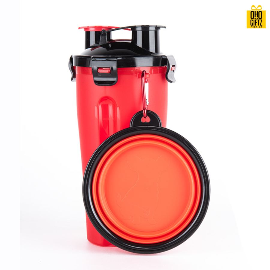 กระบอกน้ำพร้อมชามใส่อาหารสัตว์เลี้ยง สกรีนโลโก้ ขั้นต่ำ 100 ชิ้น