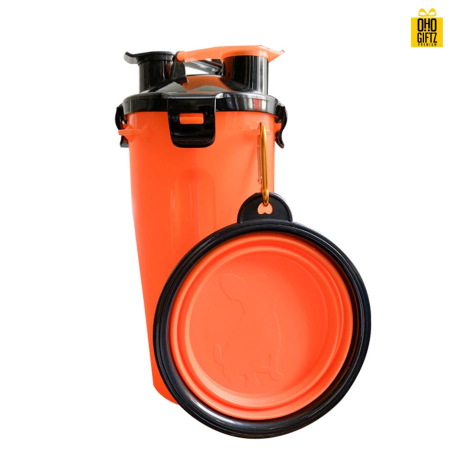 กระบอกน้ำพร้อมชามใส่อาหารสัตว์เลี้ยง สกรีนโลโก้ ขั้นต่ำ 100 ชิ้น