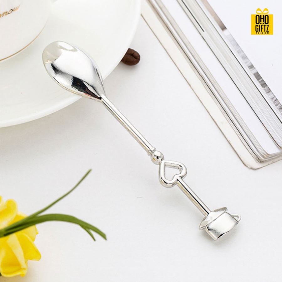 เซตช้อนกาแฟคู่ พิมพ์สติกเกอร์ชื่อฟรี ทำเป็นของพรีเมี่ยม ของชำร่วยงานเเต่งงานได้