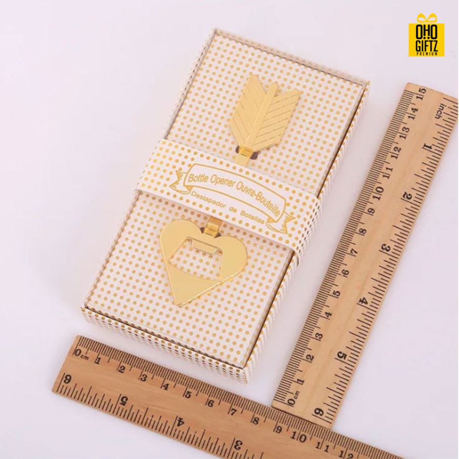 ที่เปิดขวดรูปหัวใจ พิมพ์สติกเกอร์ชื่อฟรี ทำเป็นของพรีเมี่ยม ของชำร่วยงานเเต่งงานได้