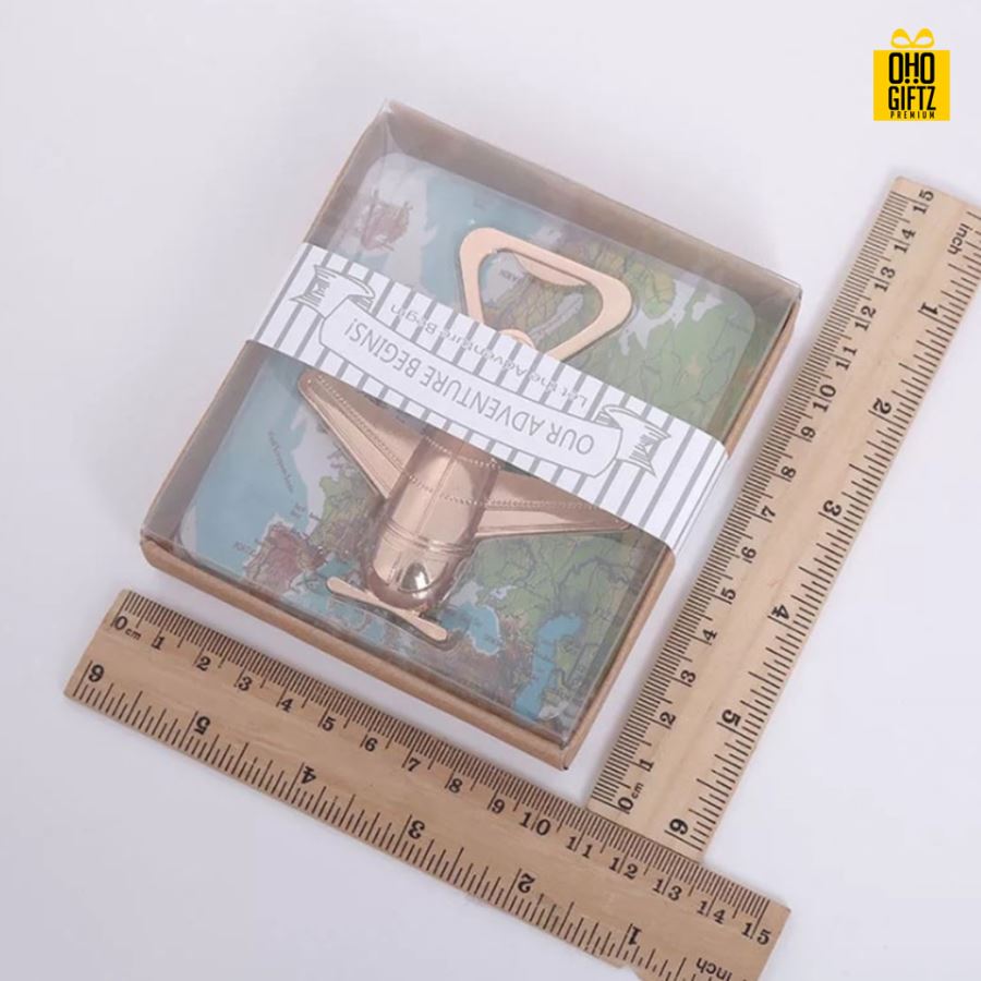 ที่เปิดขวดรูปเครื่องบิน พิมพ์สติกเกอร์ชื่อฟรี ทำเป็นของพรีเมี่ยม ของชำร่วยงานเเต่งงานได้