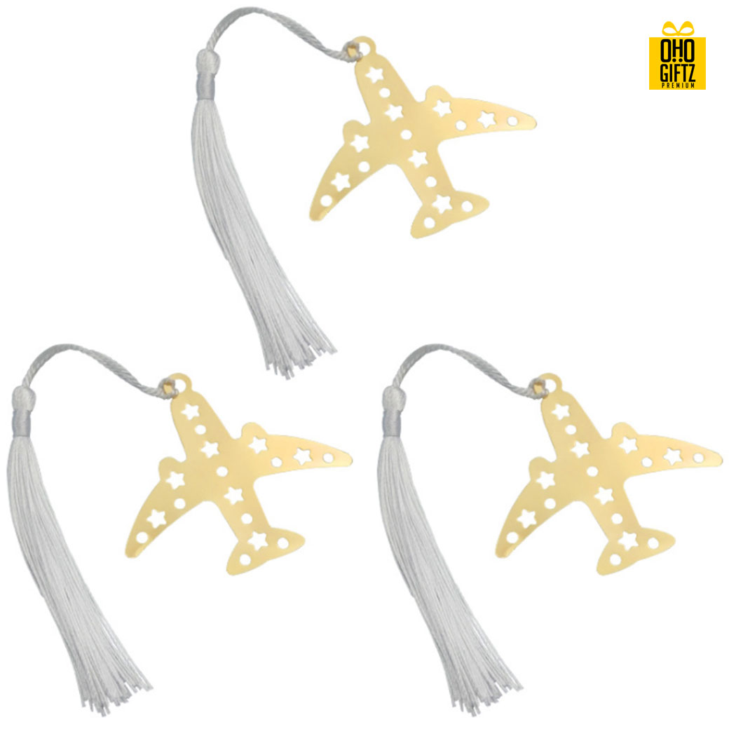 ที่คั่นหนังสือรูปเครื่องบิน  พิมพ์สติกเกอร์ชื่อฟรี ทำเป็นของพรีเมี่ยม ของชำร่วยงานเเต่งงานได้