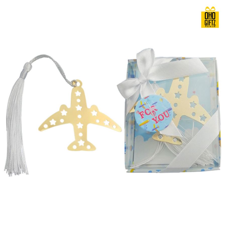 ที่คั่นหนังสือรูปเครื่องบิน  พิมพ์สติกเกอร์ชื่อฟรี ทำเป็นของพรีเมี่ยม ของชำร่วยงานเเต่งงานได้