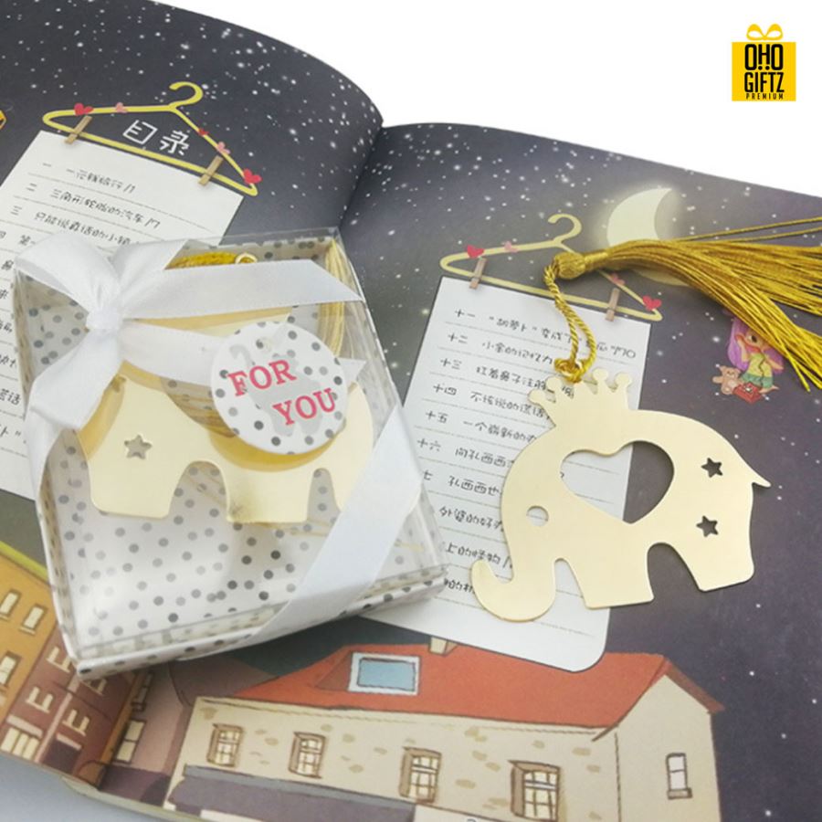 ที่คั่นหนังสือรูปช้าง พิมพ์สติกเกอร์ชื่อฟรี ทำเป็นของพรีเมี่ยม ของชำร่วยงานเเต่งงานได้