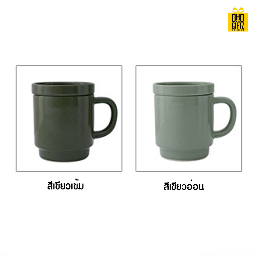 แก้วเซรามิกมีฝาปิด สกรีนชื่อ สกรีนโลโก้  ทำเป็นของพรีเมี่ยมได้