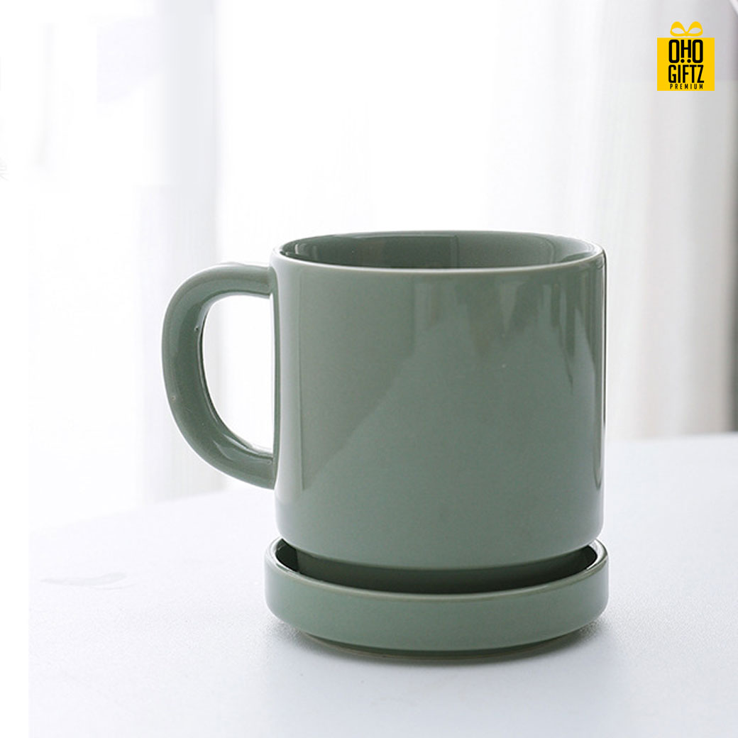 แก้วเซรามิกมีฝาปิด สกรีนชื่อ สกรีนโลโก้  ทำเป็นของพรีเมี่ยมได้