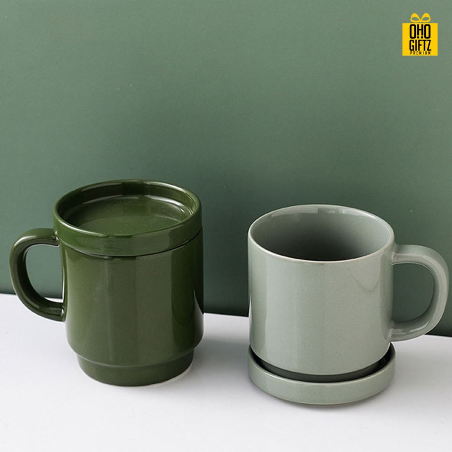 แก้วเซรามิกมีฝาปิด สกรีนชื่อ สกรีนโลโก้  ทำเป็นของพรีเมี่ยมได้