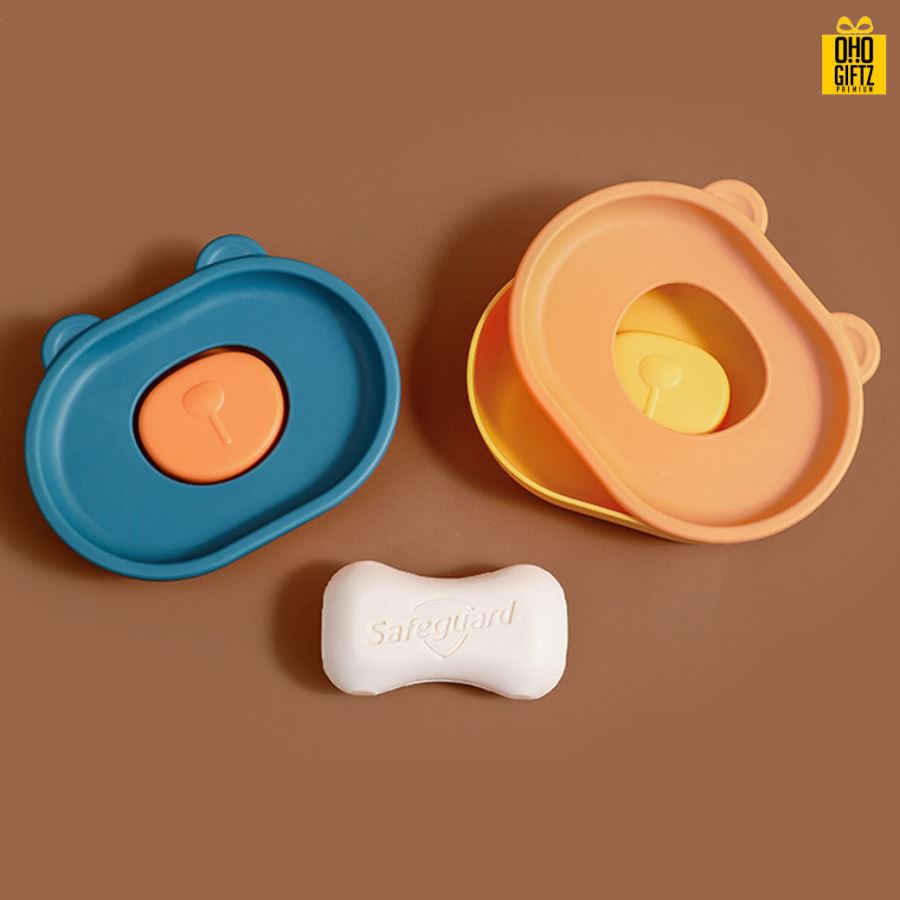 กล่องเก็บสบู่หน้าหมี สกรีนโลโก้ ทำเป็นของพรีเมี่ยมได้