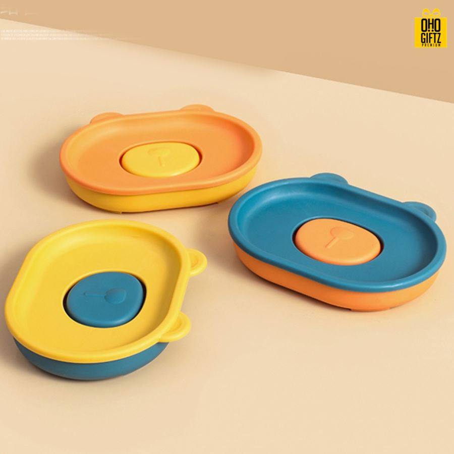 กล่องเก็บสบู่หน้าหมี สกรีนโลโก้ ทำเป็นของพรีเมี่ยมได้