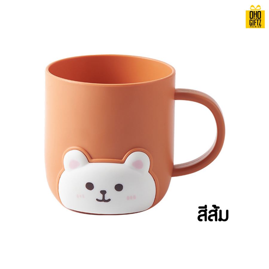 แก้วใส่แปรงลายหมี สกรีนชื่อ สกรีนโลโก้  ทำเป็นของพรีเมี่ยมได้