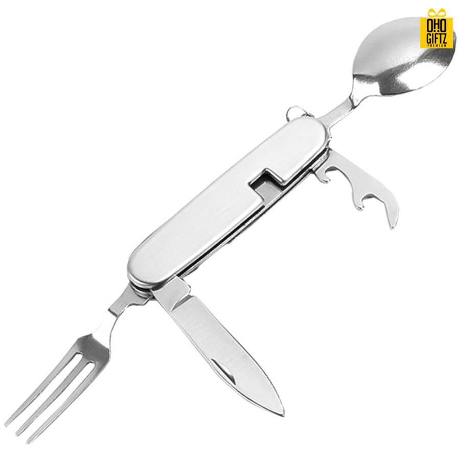 มีดพกพร้อมช้อนส้อม สกรีนโลโก้ ทำของพรีเมี่ยมได้