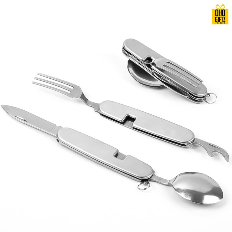 มีดพกพร้อมช้อนส้อม สกรีนโลโก้ ทำของพรีเมี่ยมได้