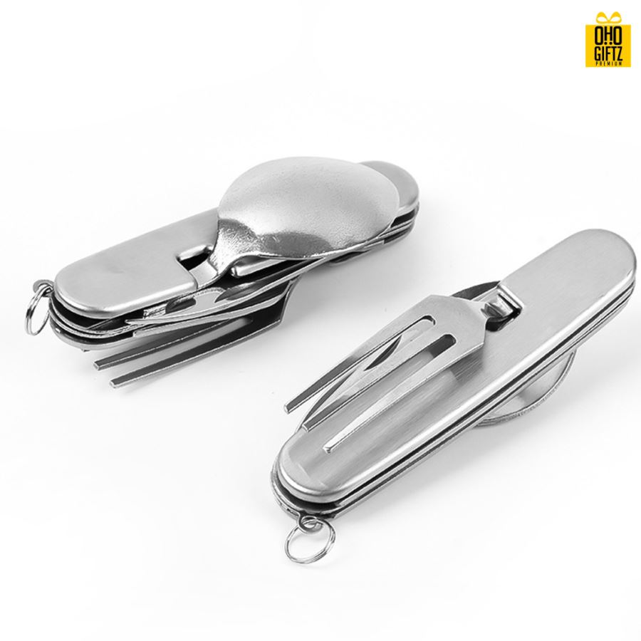 มีดพกพร้อมช้อนส้อม สกรีนโลโก้ ทำของพรีเมี่ยมได้