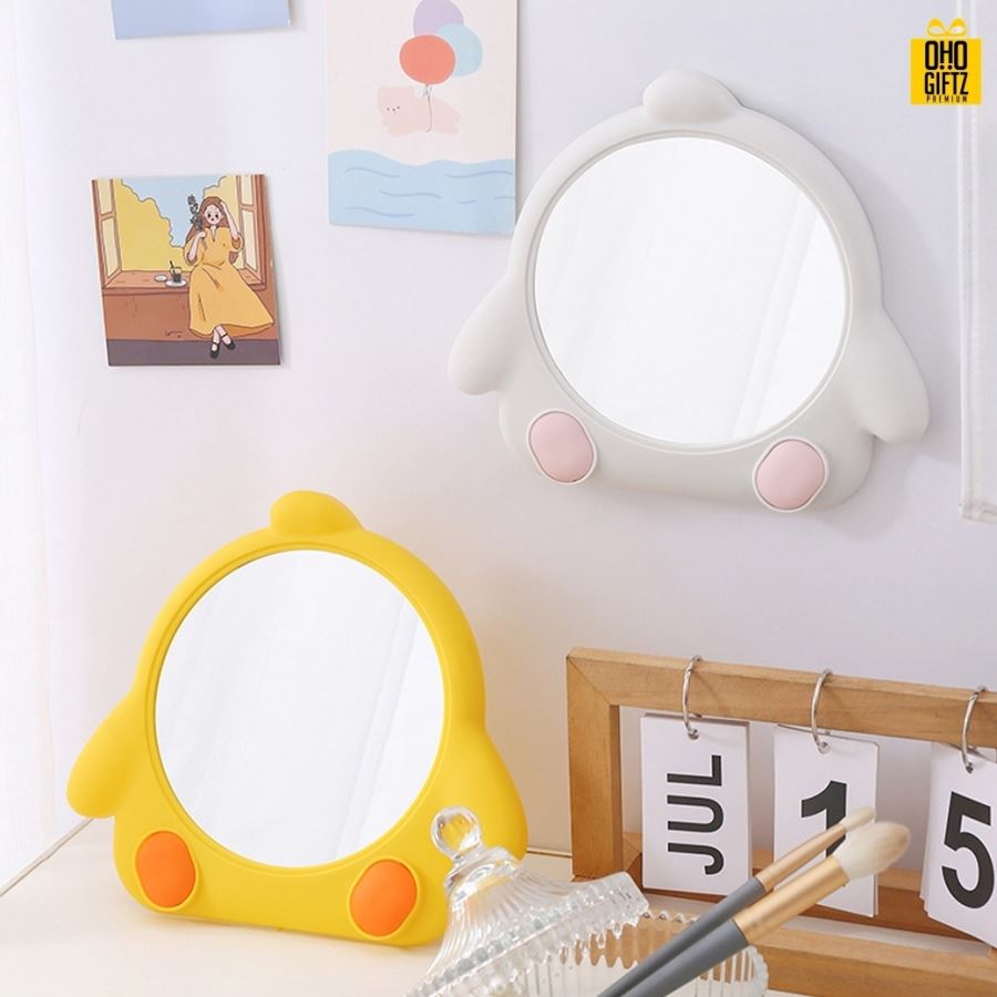 กระจกตั้งโต๊ะทรงลูกเจี๊ยบ สกรีนชื่อ สกรีนโลโก้  ทำเป็นของพรีเมี่ยมได้