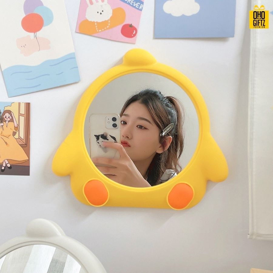 กระจกตั้งโต๊ะทรงลูกเจี๊ยบ สกรีนชื่อ สกรีนโลโก้  ทำเป็นของพรีเมี่ยมได้