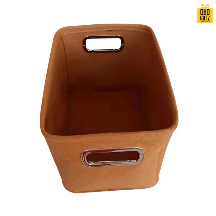 ตะกร้าเก็บของผ้าสักหลาด สกรีนโลโก้ ทำเป็นของพรีเมี่ยม 