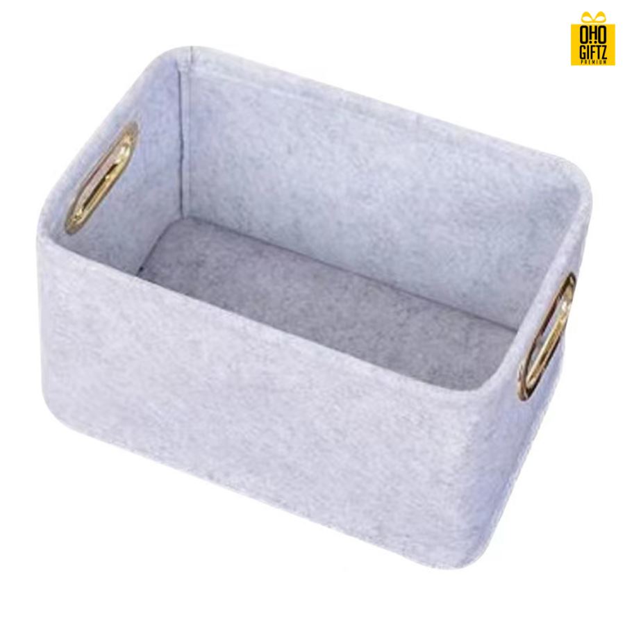 ตะกร้าเก็บของผ้าสักหลาด สกรีนโลโก้ ทำเป็นของพรีเมี่ยม 