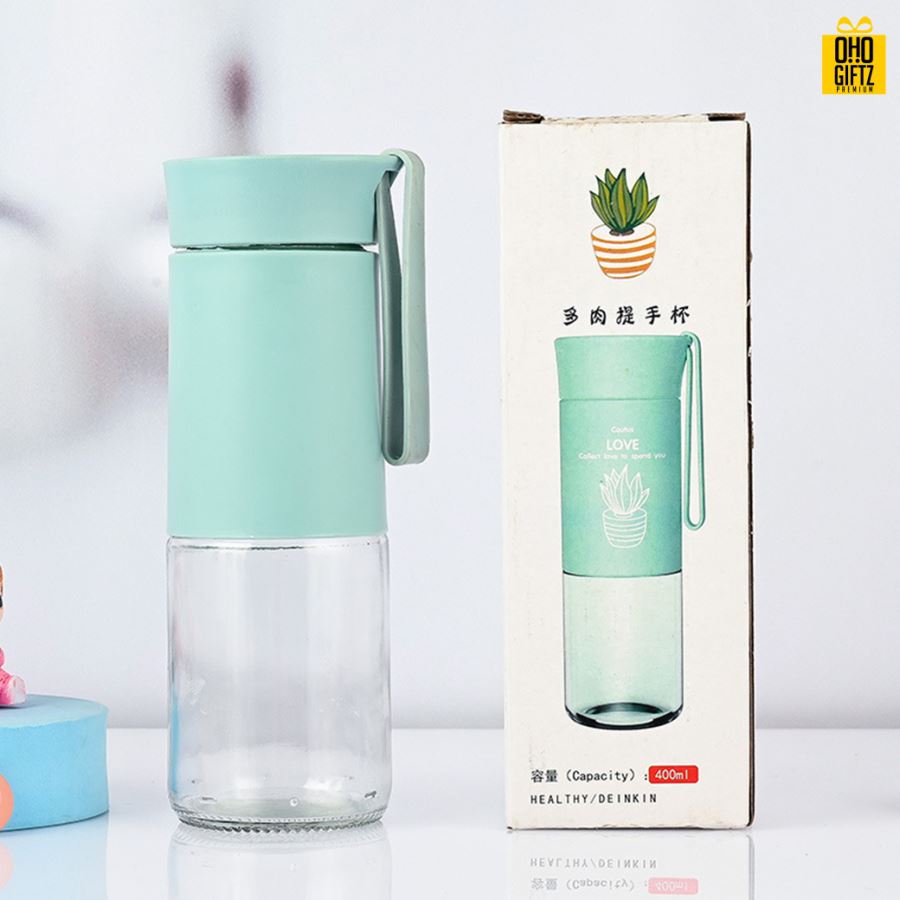 ขวดแก้วมีหูหิ้ว สกรีนชื่อ โลโก้ฟรี  ทำเป็นของพรีเมี่ยมได้