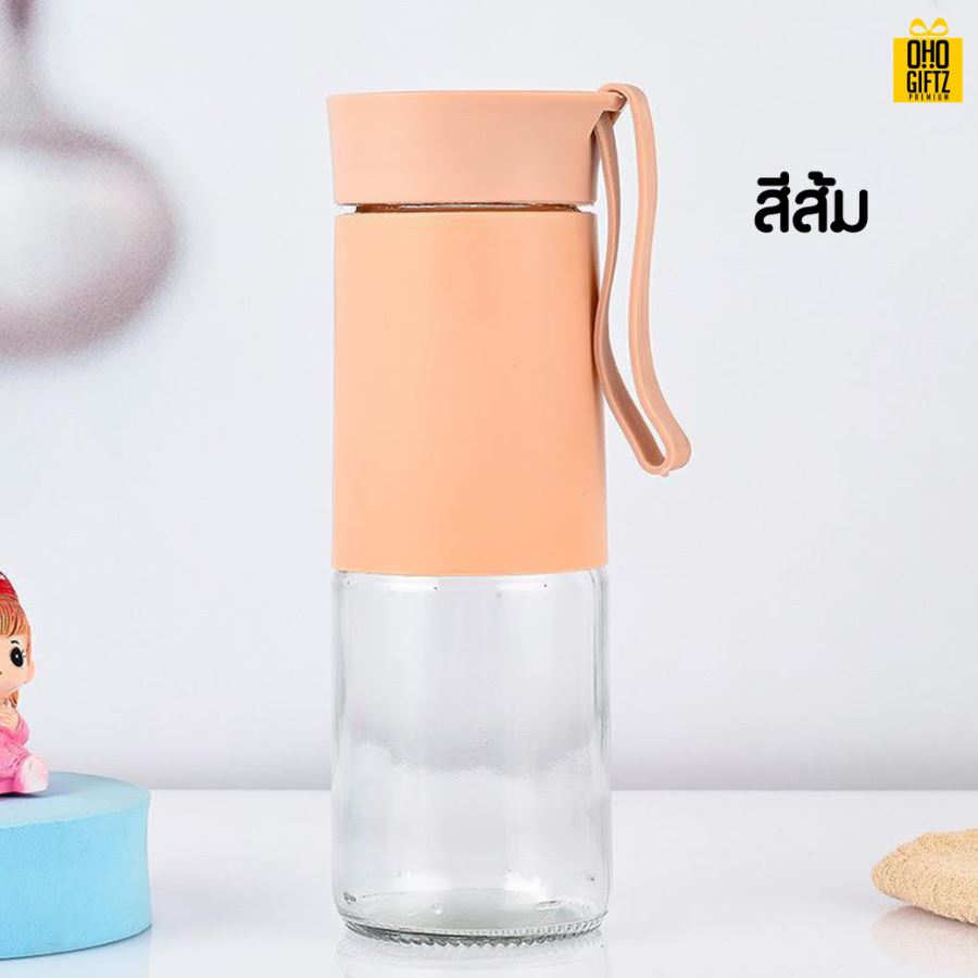 ขวดแก้วมีหูหิ้ว สกรีนชื่อ โลโก้ฟรี  ทำเป็นของพรีเมี่ยมได้