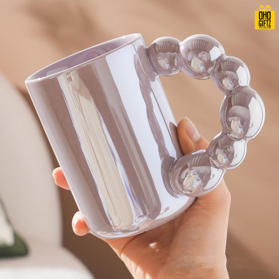 แก้วเซรามิกสีมุก สกรีนชื่อ สกรีนโลโก้ ทำเป็นของพรีเมี่ยมได้