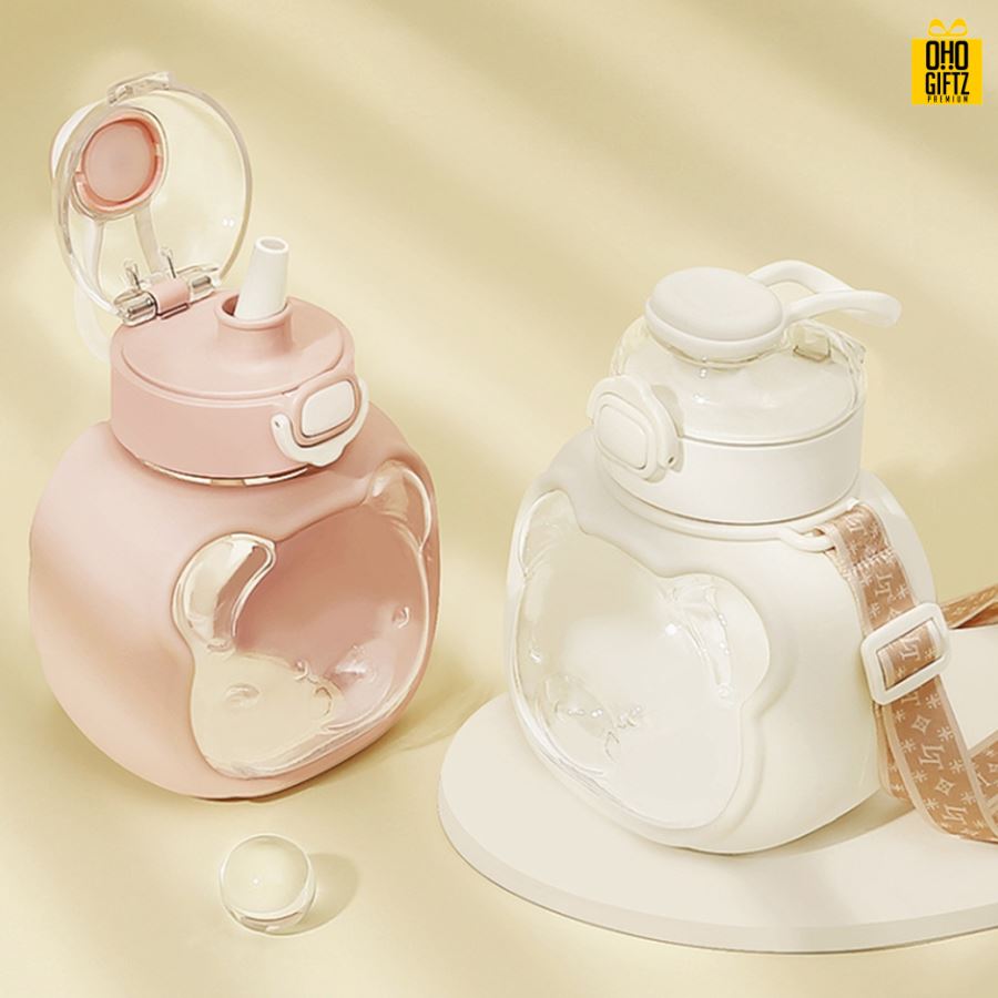 กระติกน้ำเด็กหน้าหมี สกรีนชื่อ สกรีนโลโก้ ทำเป็นของพรีเมี่ยมได้