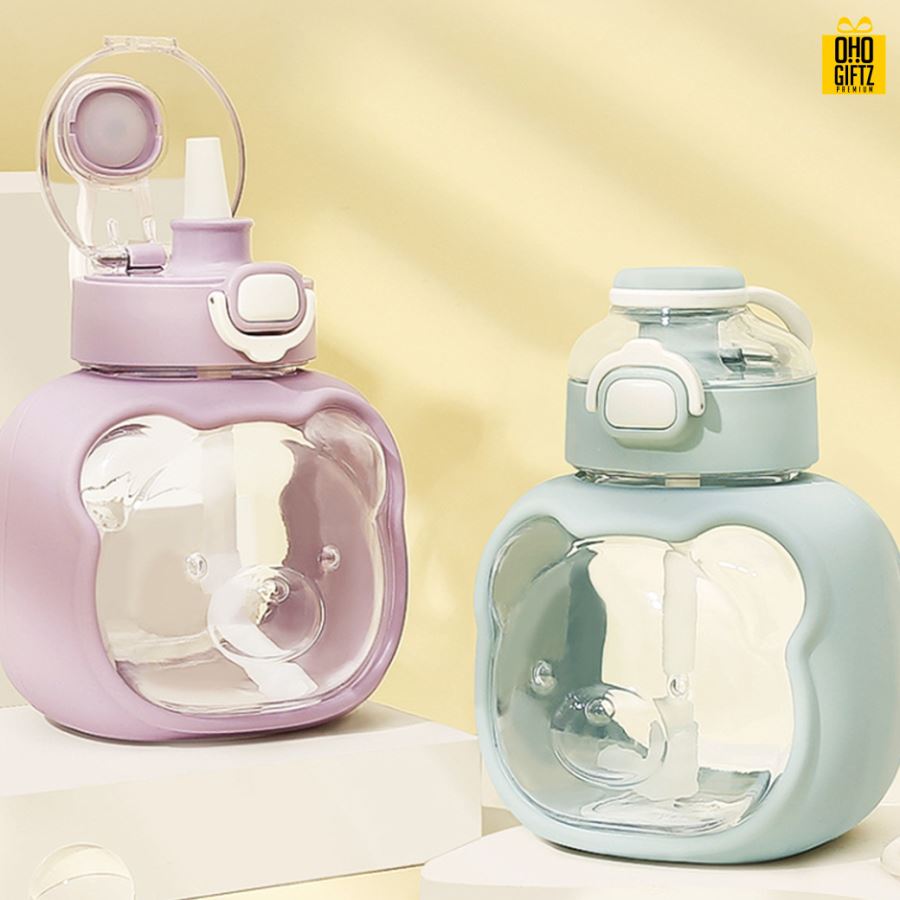 กระติกน้ำเด็กหน้าหมี สกรีนชื่อ สกรีนโลโก้ ทำเป็นของพรีเมี่ยมได้