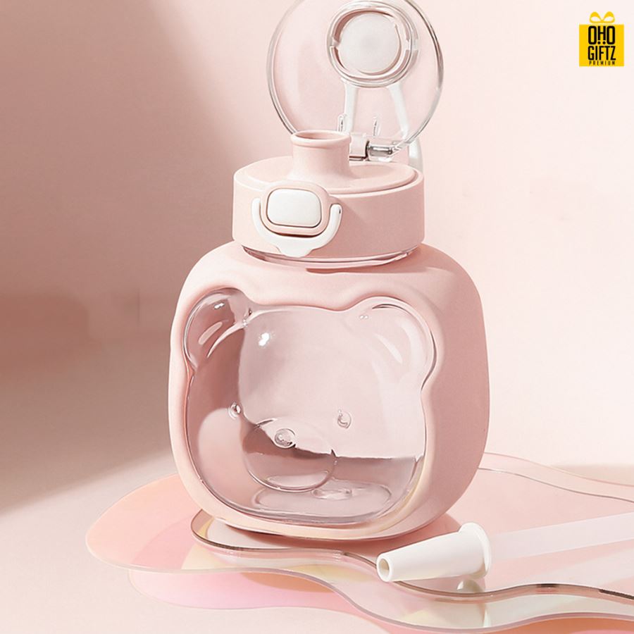 กระติกน้ำเด็กหน้าหมี สกรีนชื่อ สกรีนโลโก้ ทำเป็นของพรีเมี่ยมได้