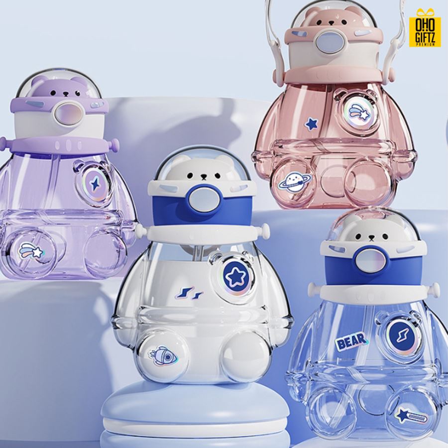 กระติกน้ำหมีอวกาศ สกรีนชื่อ สกรีนโลโก้ ทำเป็นของพรีเมี่ยมได้