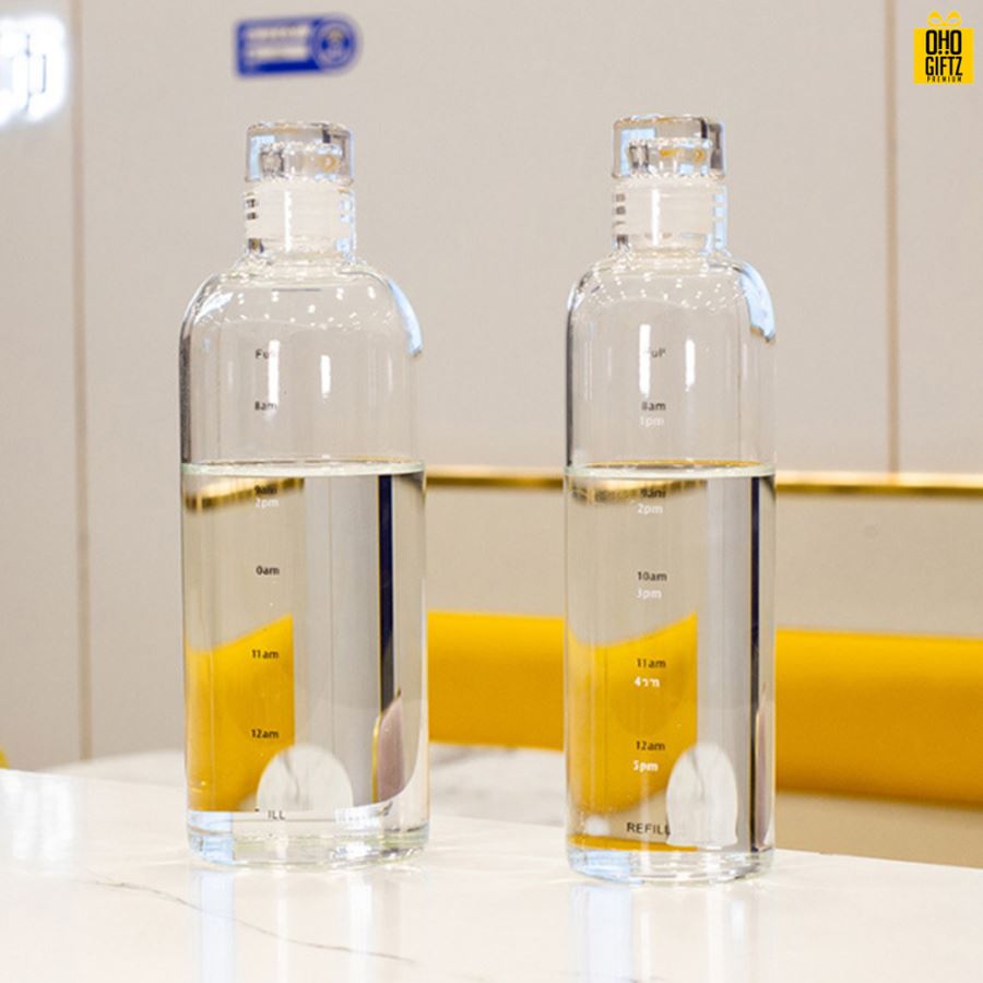 ขวดแก้วใส สกรีนชื่อ โลโก้ฟรี  ทำเป็นของพรีเมี่ยมได้