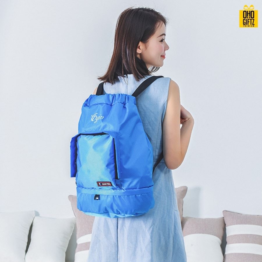 กระเป๋าสะพายหลังกันน้ำ สกรีนโลโก้  ทำเป็นของพรีเมี่ยม