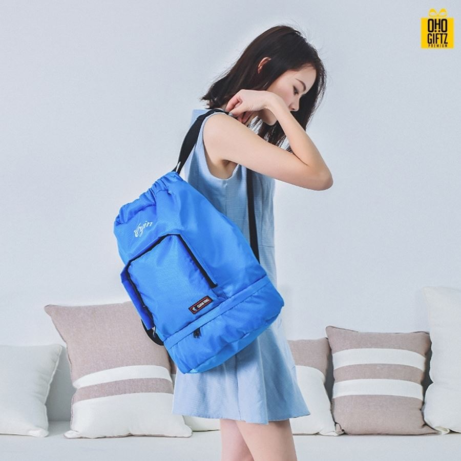 กระเป๋าสะพายหลังกันน้ำ สกรีนโลโก้  ทำเป็นของพรีเมี่ยม