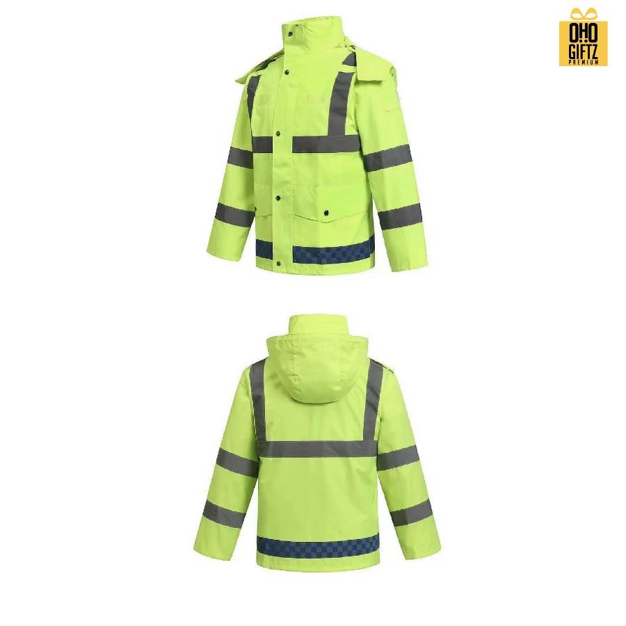 เสื้อกันฝนสะท้อนแสงจราจร สกรีนโลโก้ ทำเป็นของพรีเมี่ยมได้