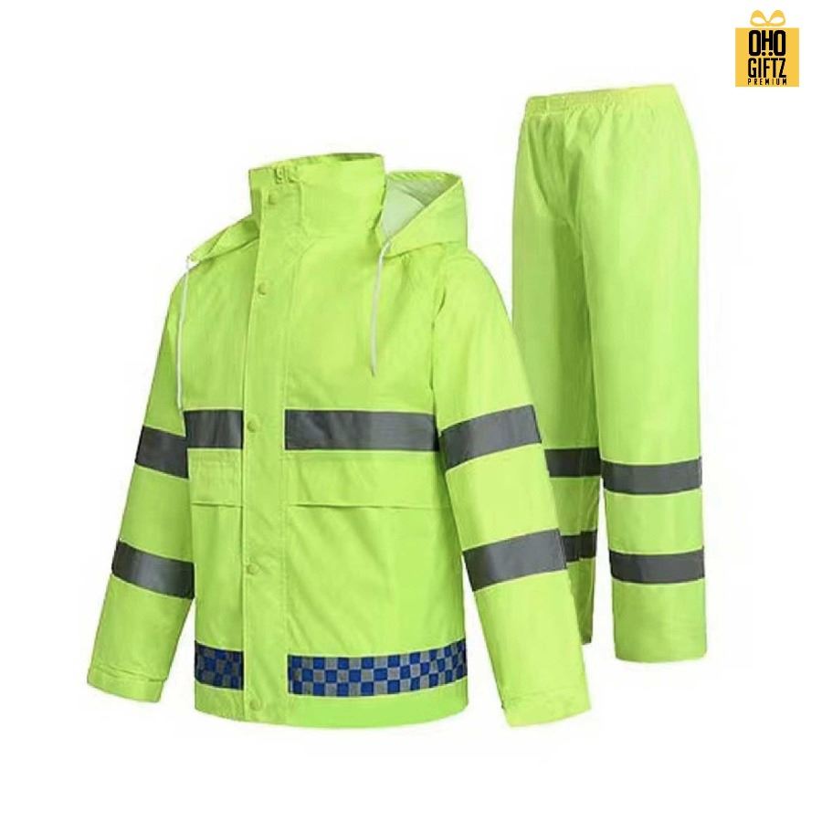 เสื้อกันฝนสะท้อนแสงจราจร สกรีนโลโก้ ทำเป็นของพรีเมี่ยมได้