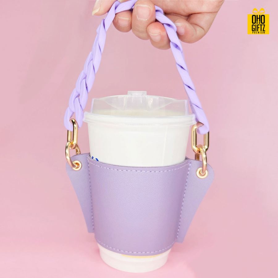 ปลอกหุ้มแก้วน้ำ หนัง PU สกรีนโลโก้  ทำเป็นของพรีเมี่ยมได้ 