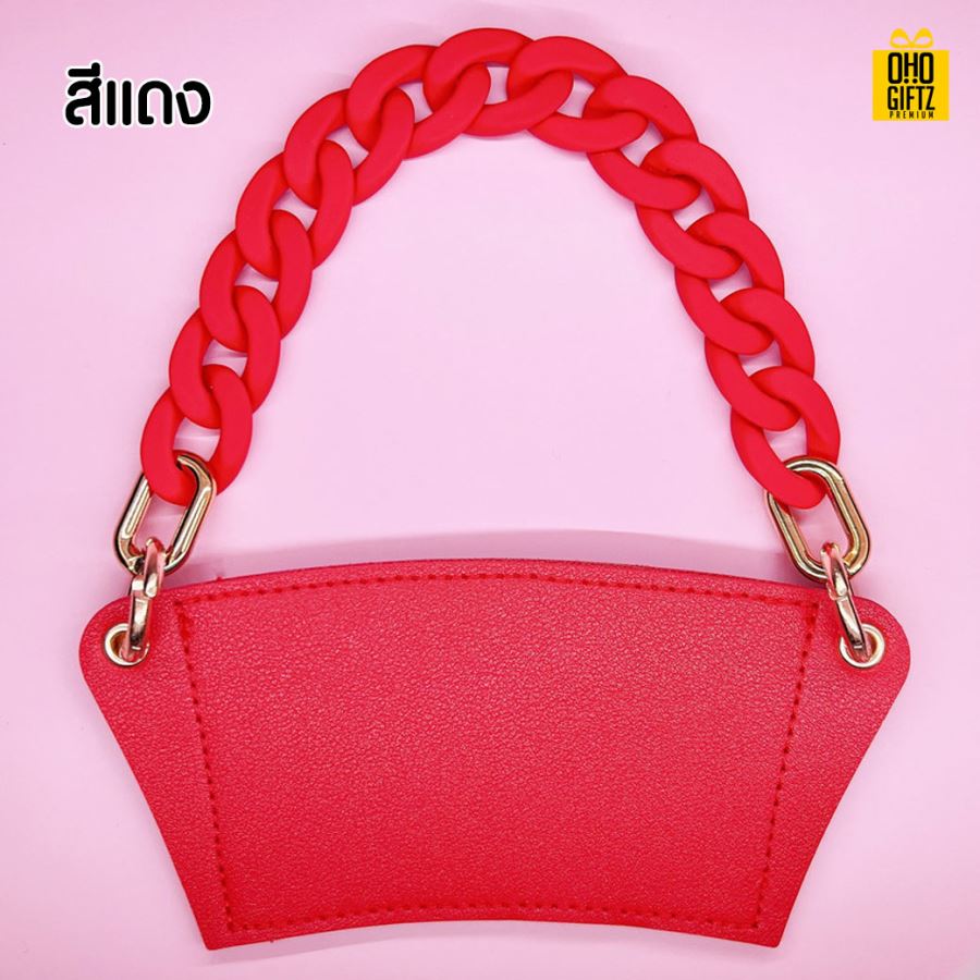 ปลอกหุ้มแก้วน้ำ หนัง PU สกรีนโลโก้  ทำเป็นของพรีเมี่ยมได้ 