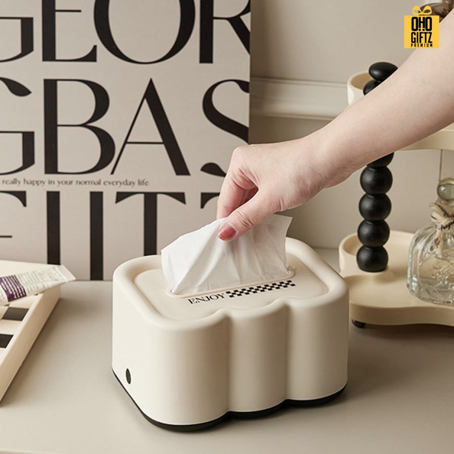 กล่องทิชชู่น่ารัก สกรีนโลโก้ ทำเป็นของพรีเมี่ยมได้