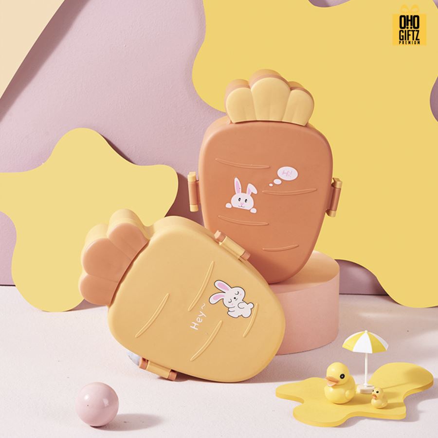 กล่องอาหารทรงแครรอท สกรีนชื่อ สกรีนโลโก้ ทำเป็นของพรีเมี่ยมได้