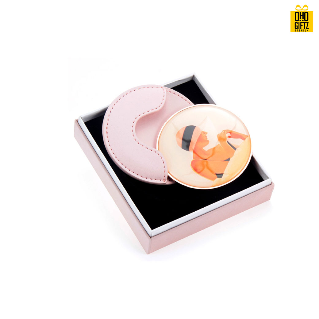 กระจกขนาดพกพา สกรีนชื่อ สกรีนโลโก้  ทำเป็นของพรีเมี่ยมได้