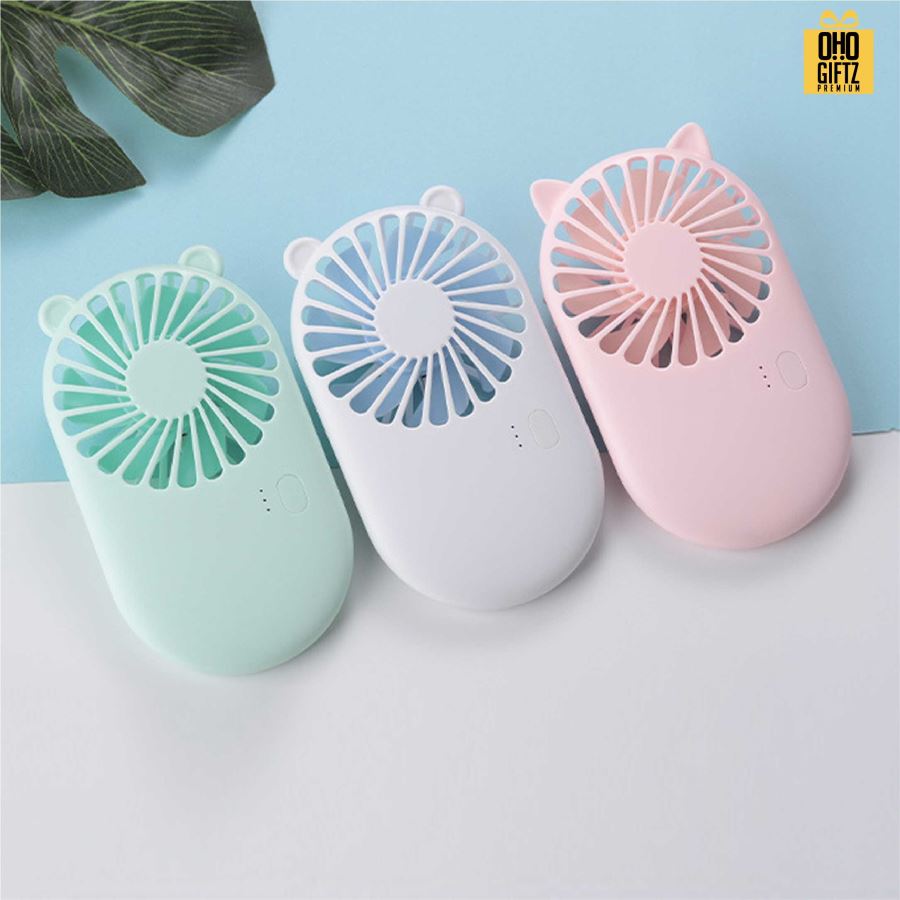 พัดลมพกพาน่ารักชาร์จ USB สกรีนโลโก้ ทำเป็นของพรีเมี่ยม