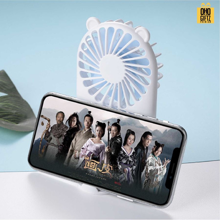 พัดลมพกพาน่ารักชาร์จ USB สกรีนโลโก้ ทำเป็นของพรีเมี่ยม