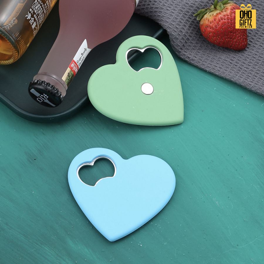 ที่เปิดขวดทรงหัวใจ พิมพ์ได้ไม่จำกัดสี สกรีนโลโก้  ทำเป็นของพรีเมี่ยมได้